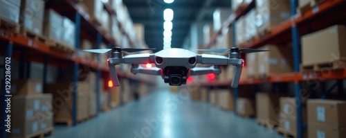 Wallpaper Mural Futuristic drone delivering package to warehouse, automated, night, package Torontodigital.ca