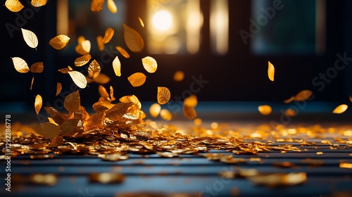 Wallpaper Mural Golden leaves falling, sunset background, elegant design, luxury concept Torontodigital.ca