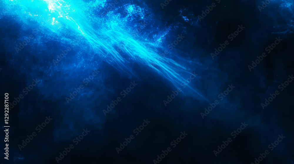 Fototapeta premium Mystical blue spotlight with ethereal glow on dark abstract background for artistic design