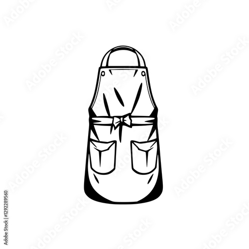 Kitchen Apron Illustration: Monochromatic, stylized, and minimalistic depiction of an apron.