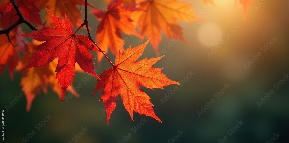 Delicate maple leaves rustle in gentle breeze, leaf, branch, color change Delicate maple leaves rustle in gentle breeze, leaf, branch, color change