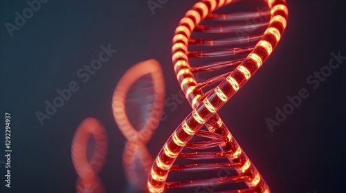 Vibrant-Red-DNA-Helix-Structure-with-Glowing-Details-and-Soft-Background-for-Scientific-and-Biological-Illustrations photo