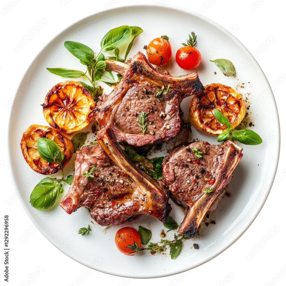 grilled meat with vegetables and sauce, transparent background grilled meat with vegetables and sauce, transparent background