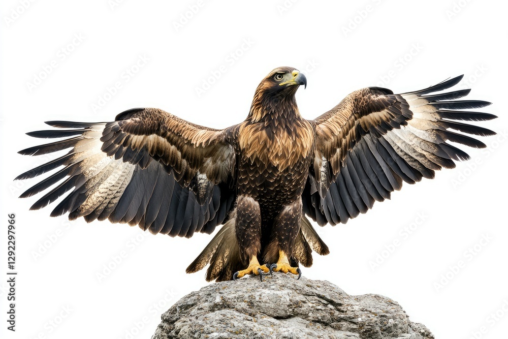 Fototapeta premium Golden Eagle Perched, Wings Spread
