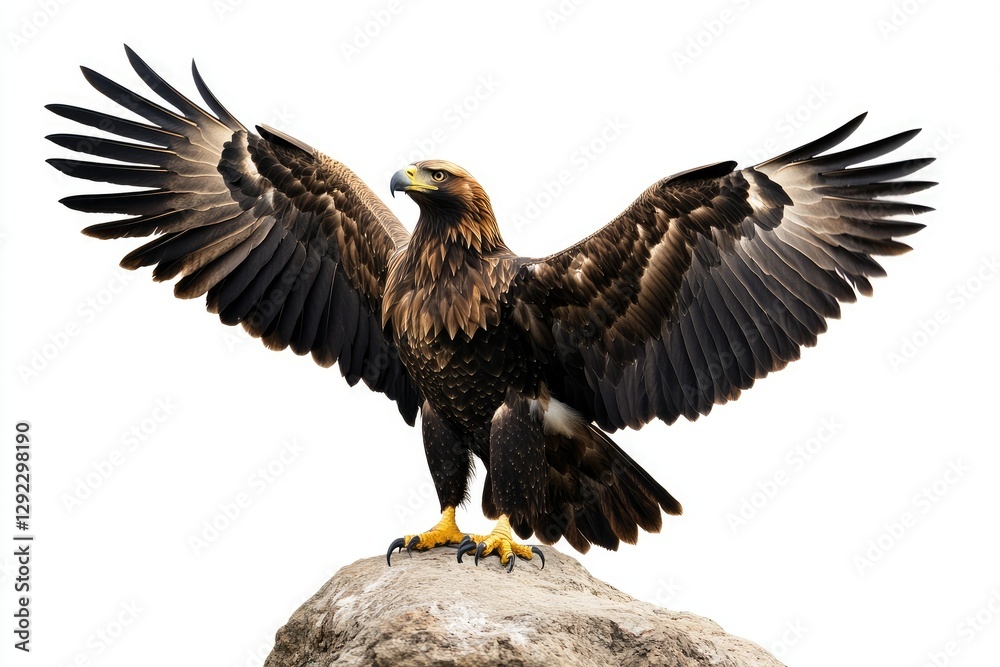 Obraz premium Golden Eagle Soaring, Rock Perch