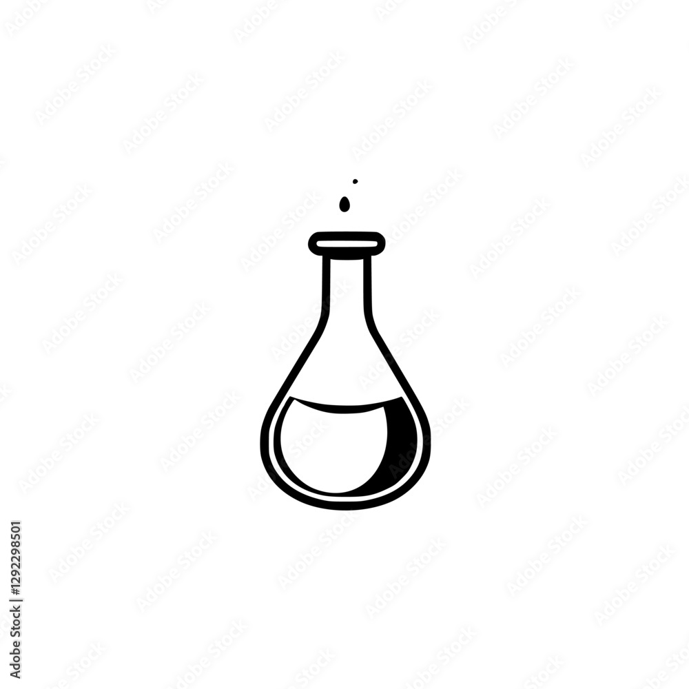 Simplistic black-and-white image of an Erlenmeyer flask. Drop. Simplistic black-and-white image of an Erlenmeyer flask. Drop.
