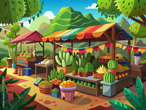 vector of  Cactus at Khlong Lat Mayom Market