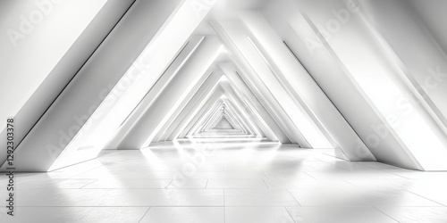 White Geometric Pattern Minimalist Design with Triangular Shapes and Natural Light