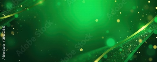 Deep green gradient background featuring interwoven golden lines , vibrant, decorative