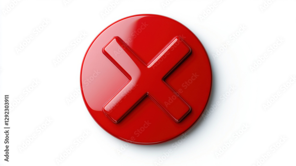 Fototapeta premium Red prohibition symbol with glossy finish, conveying clear message of restriction and caution