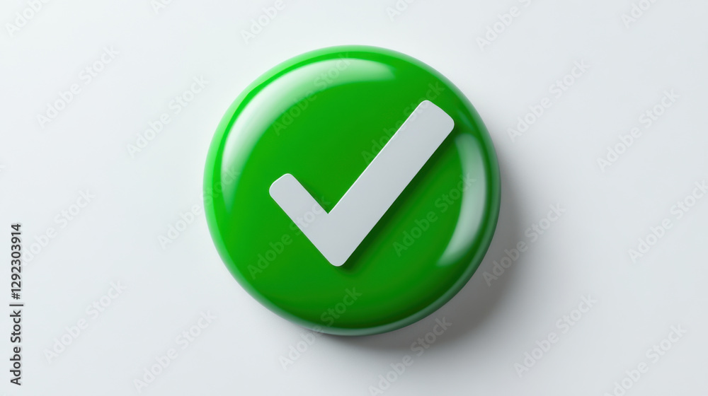 Green checkmark icon on round button, symbolizing approval and success Green checkmark icon on round button, symbolizing approval and success