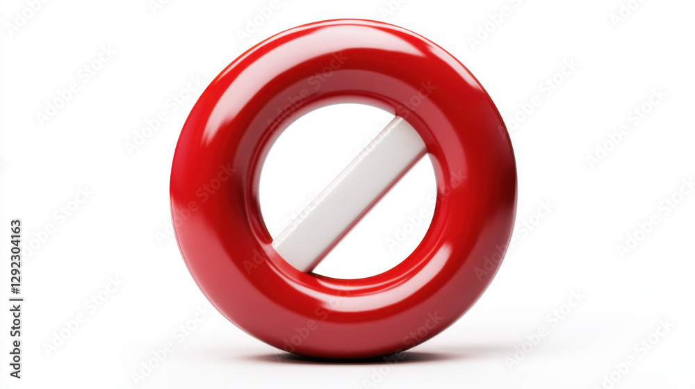 Red prohibition symbol with white horizontal line, conveying restriction and caution Red prohibition symbol with white horizontal line, conveying restriction and caution