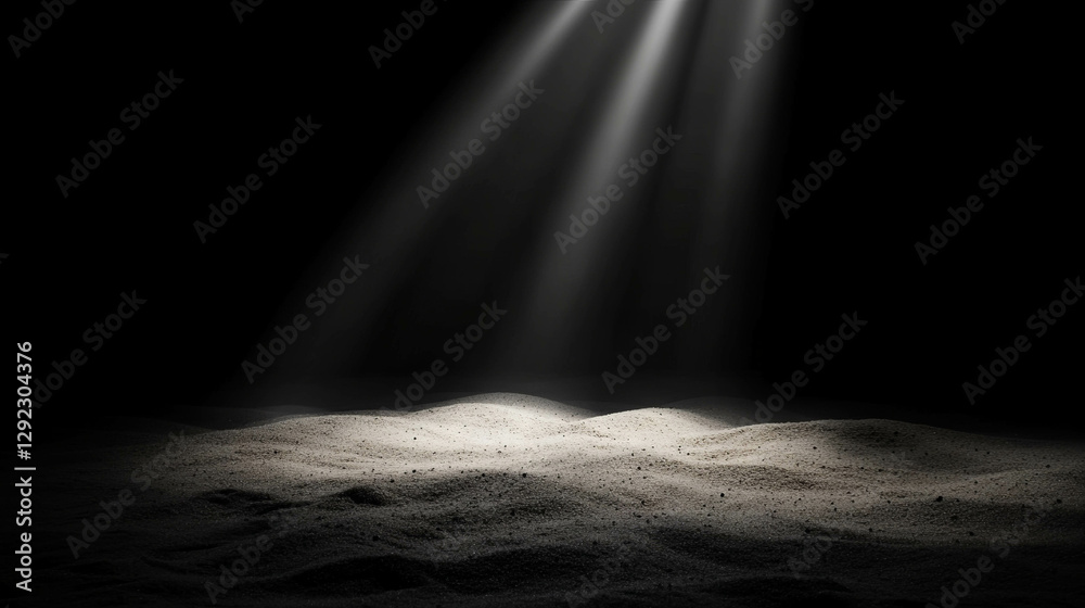 Atmospheric scene of falling sand with dramatic lighting Atmospheric scene of falling sand with dramatic lighting