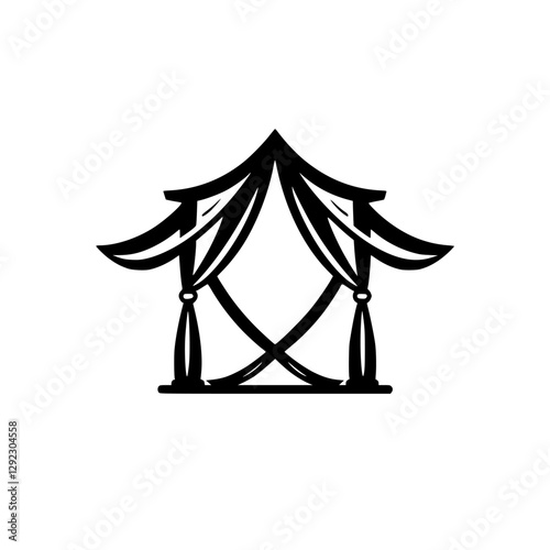 Black and white minimalist minimalist illustration of a gazebo or wedding arch.