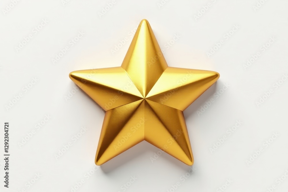 Single gold star, glossy finish, white background, single, excellence, achievement
