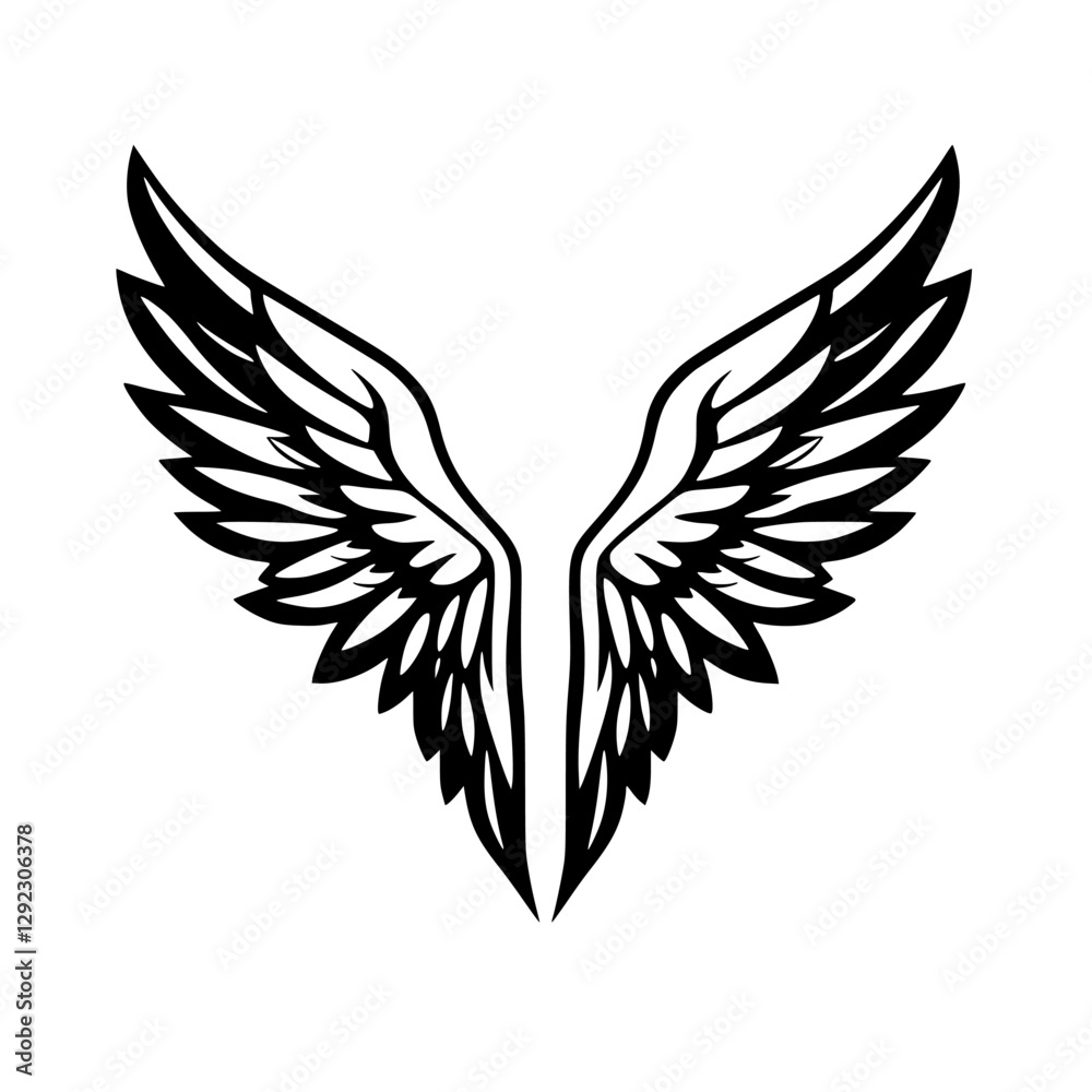 Fototapeta premium Elegant Black and White Symmetry: Depicting the Symbolic Essence of Wings, Representing Freedom and Grace.