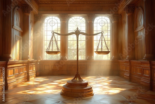 Courtroom Scene with Lawyer Discussing Contract and Businesswoman Consulting for Legal Negotiation