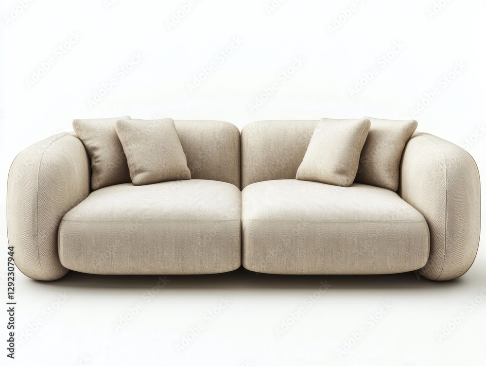 Fototapeta premium 3D Render of a Beige Fabric Sofa 