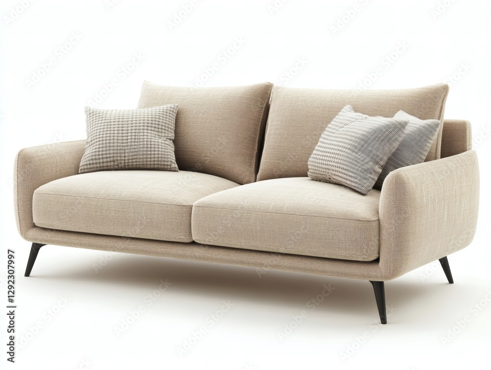Fototapeta premium 3D Render of a Beige Fabric Sofa 