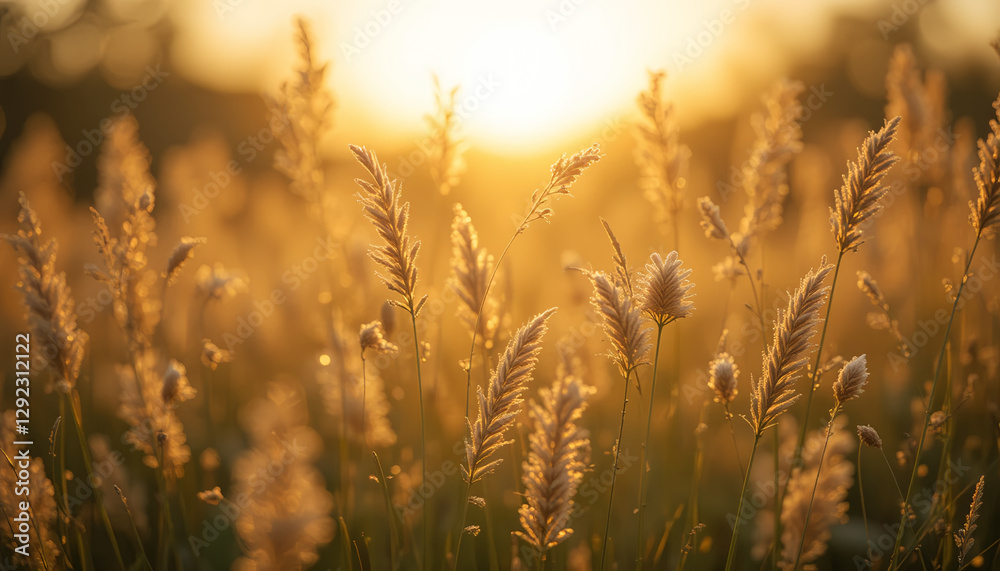 Fototapeta premium wheat field at sunset, generative ai