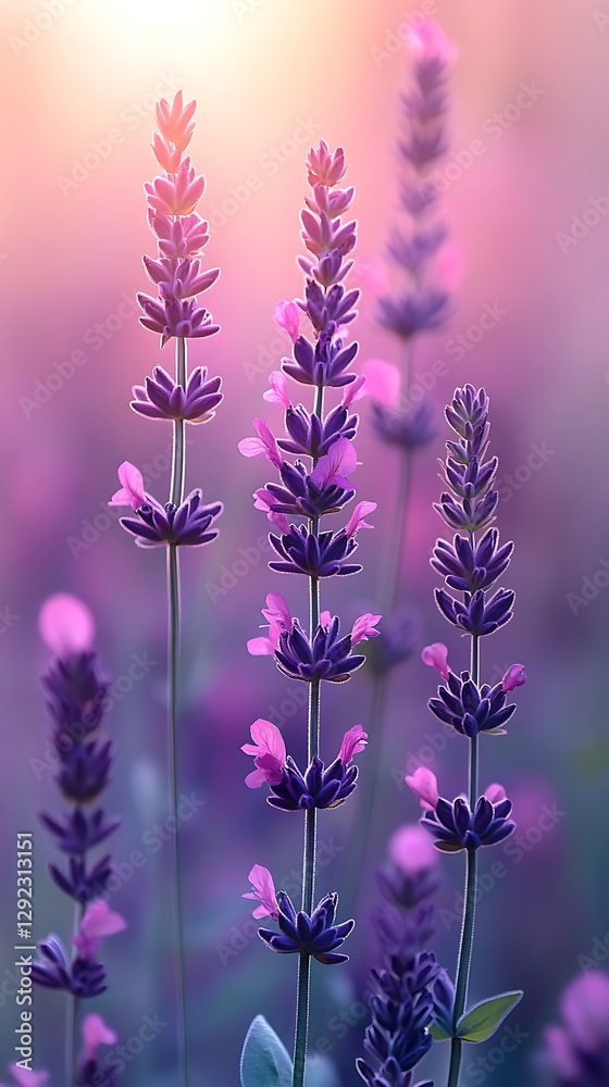 Obraz premium Pastel Lavender Blooms at Sunrise
