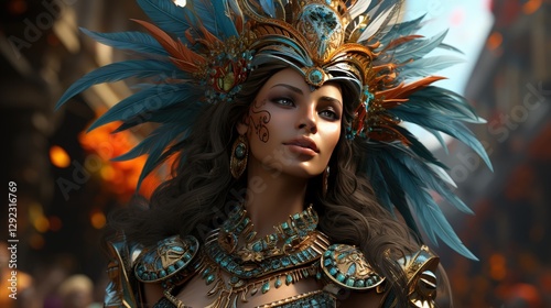 A lively Brazilian Carnival parade with vibrant costumes