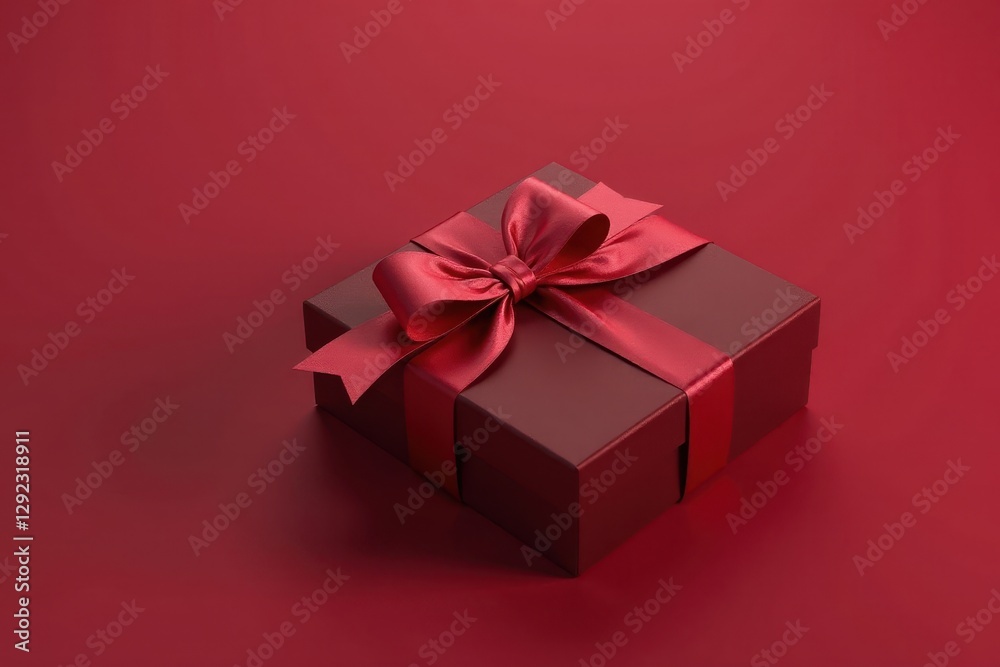 Fototapeta premium Elegant chocolate box with satin ribbon, isolated , sweets, delicious