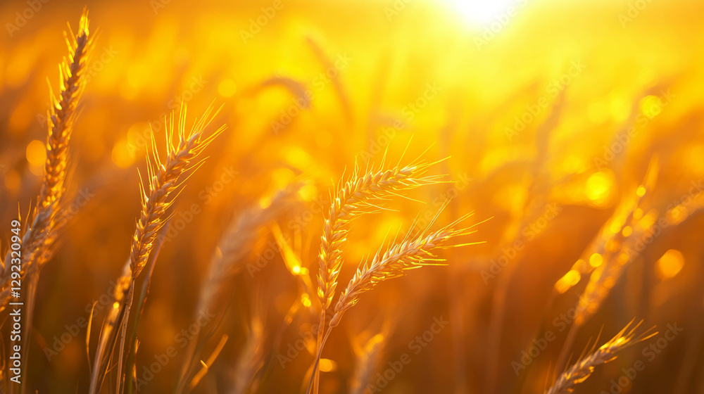 Golden wheat field at sunset creating a warm and hazy atmosphere Golden wheat field at sunset creating a warm and hazy atmosphere