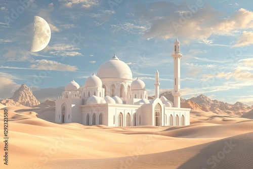 White Mosque Desert Sunset photo