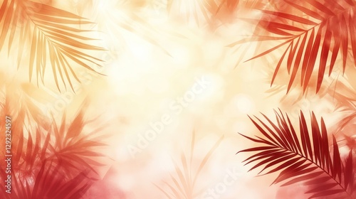 Tropical sunset palm leaves background (1)