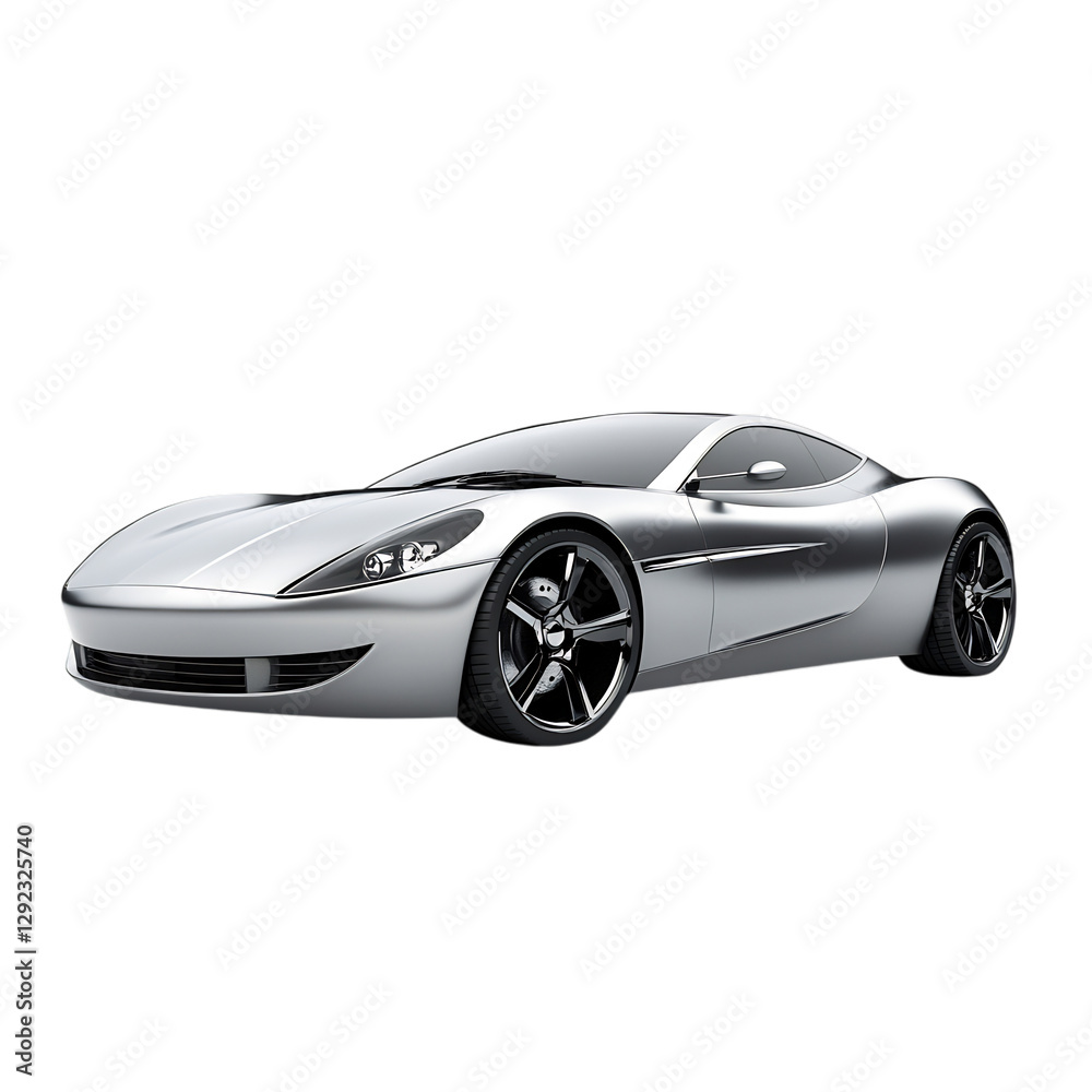 Sleek Silver Coupe Isolated on Transparent Background Sleek Silver Coupe Isolated on Transparent Background