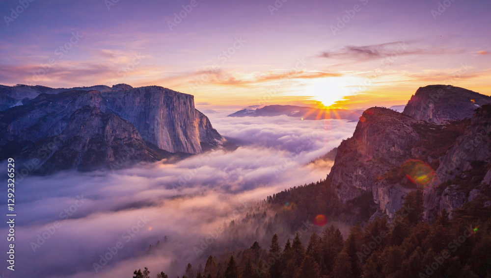 Naklejka premium foggy mountain nature landscape background