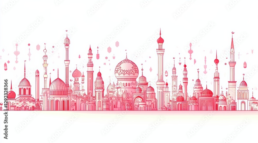 Fototapeta premium Architectural landmarks in a vibrant cityscape digital artwork minimalist design contemporary style