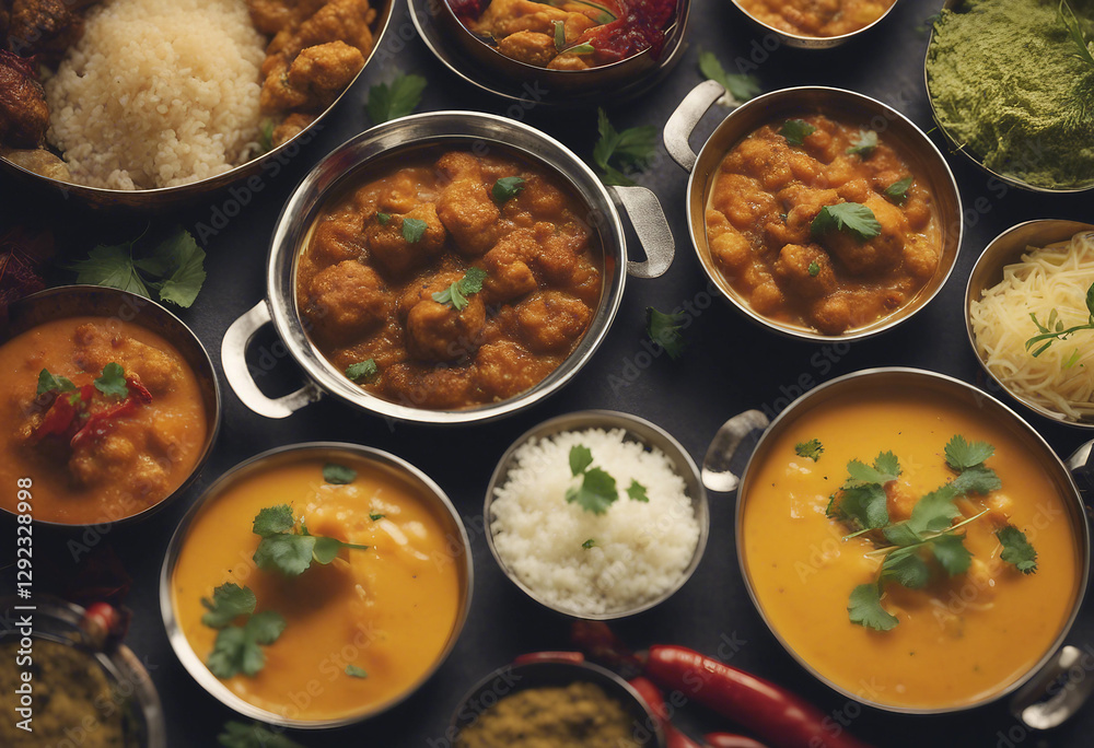 Array of Colorful Indian Dishes
