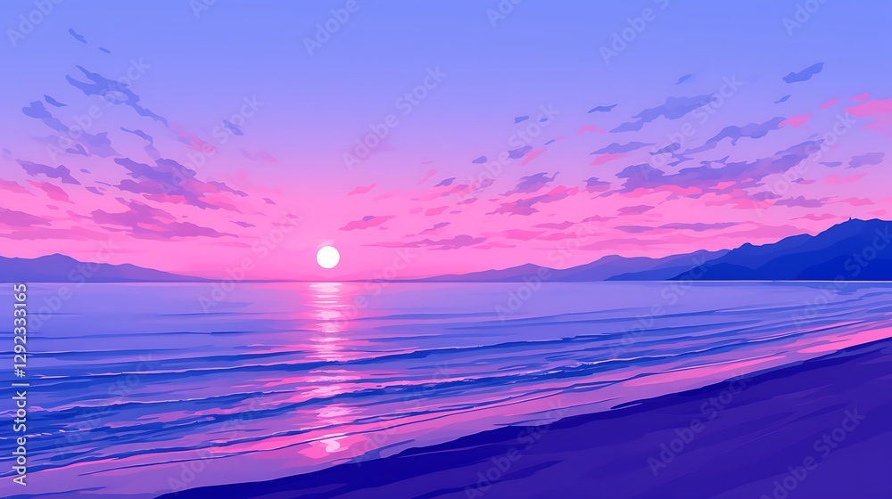 Fototapeta premium Pastel Sunset Beach Seascape