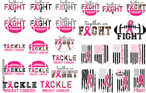 Breast cancer mega bundle, tackle breast cancer, cancer fight, wear pink, Hope, race, pink out dalmatian dots, support squad, tackle breast cancer, cancer fight, wear pink, Cancer awareness, football