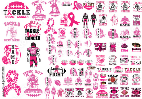 Breast cancer mega bundle, tackle breast cancer, cancer fight, wear pink, Hope, race, pink out dalmatian dots, support squad, tackle breast cancer, cancer fight, wear pink, Cancer awareness, football