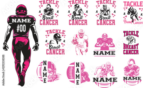Breast cancer mega bundle, tackle breast cancer, cancer fight, wear pink, Hope, race, pink out dalmatian dots, support squad, tackle breast cancer, cancer fight, wear pink, Cancer awareness, football