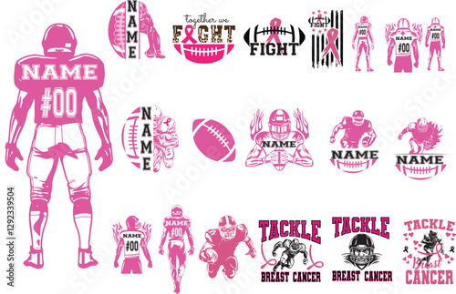Breast cancer mega bundle, tackle breast cancer, cancer fight, wear pink, Hope, race, pink out dalmatian dots, support squad, tackle breast cancer, cancer fight, wear pink, Cancer awareness, football