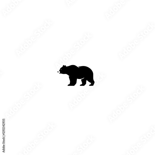 Silhouette of a black bear on a white background