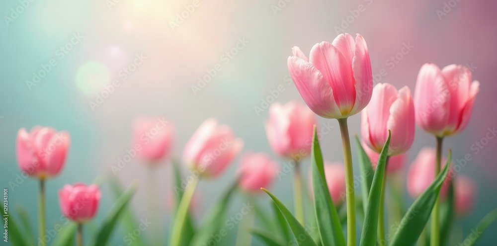 Pastel tulips bloom gently against abstract spring background Tranquil, joyful springtime scene , tranquil, dreamy Pastel tulips bloom gently against abstract spring background Tranquil, joyful springtime scene , tranquil, dreamy