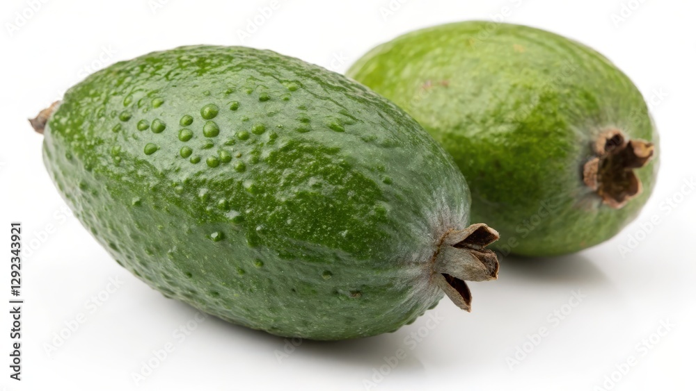 Two Feijoa Fruits on White Background Two Feijoa Fruits on White Background