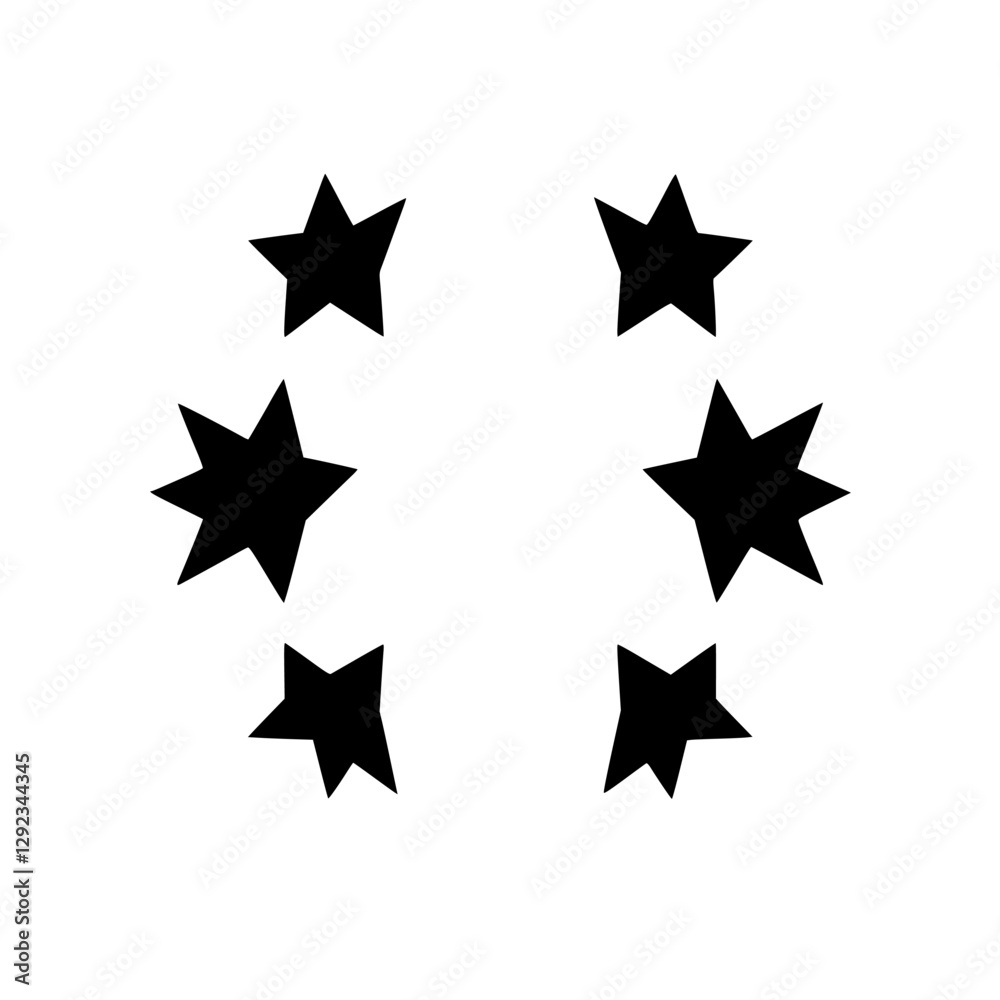Black stars arrangement on a white background, creating symmetry and balance with their stark contrast. Black stars arrangement on a white background, creating symmetry and balance with their stark contrast.