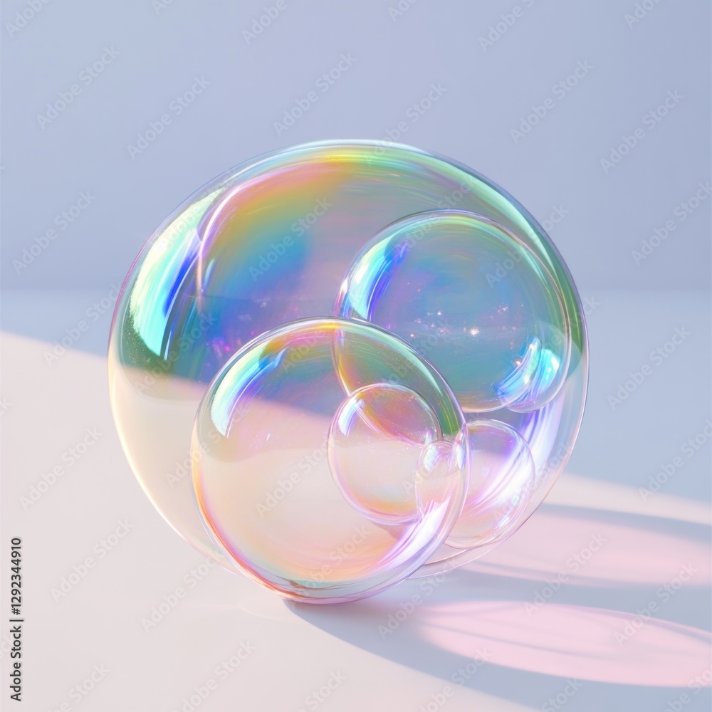 Futuristic Abstract Illustration of Overlapping Soap Bubbles Minimalist Design Soft Daylight Pastel Colors Transparency Reflection Futuristic Abstract Illustration of Overlapping Soap Bubbles Minimalist Design Soft Daylight Pastel Colors Transparency Reflection
