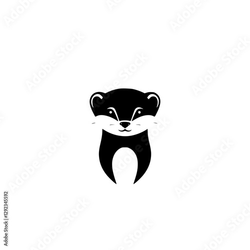 Stylized minimal illustration of a black and white stylized ferret against a white background. The image is a simple and iconic design of a ferret.