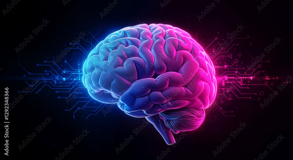 AI Brain Human Artificial Intelligence, Digital Brain Technology Concept, Futuristic Data Analysis AI Brain Human Artificial Intelligence, Digital Brain Technology Concept, Futuristic Data Analysis