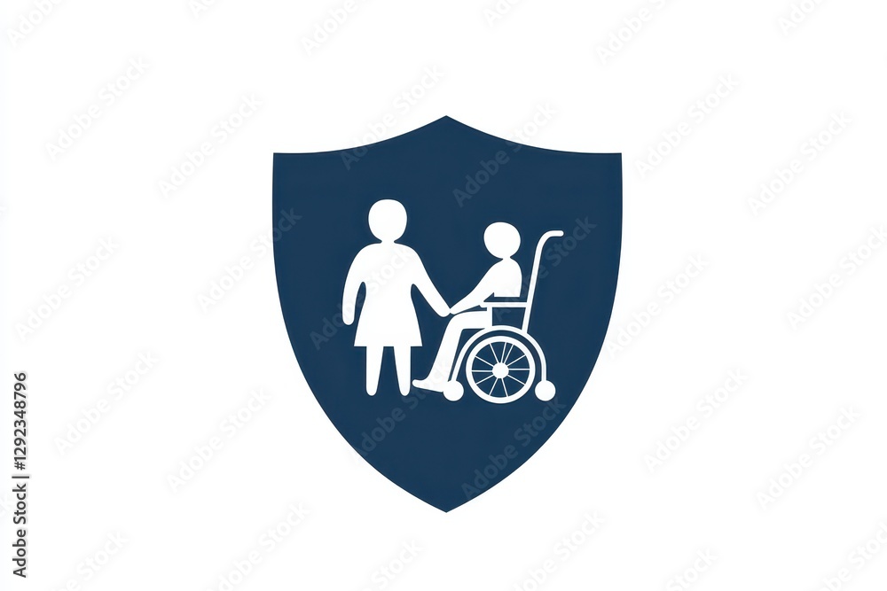 Modern Minimalist Shield Icon with Family Protection Concept Modern Minimalist Shield Icon with Family Protection Concept