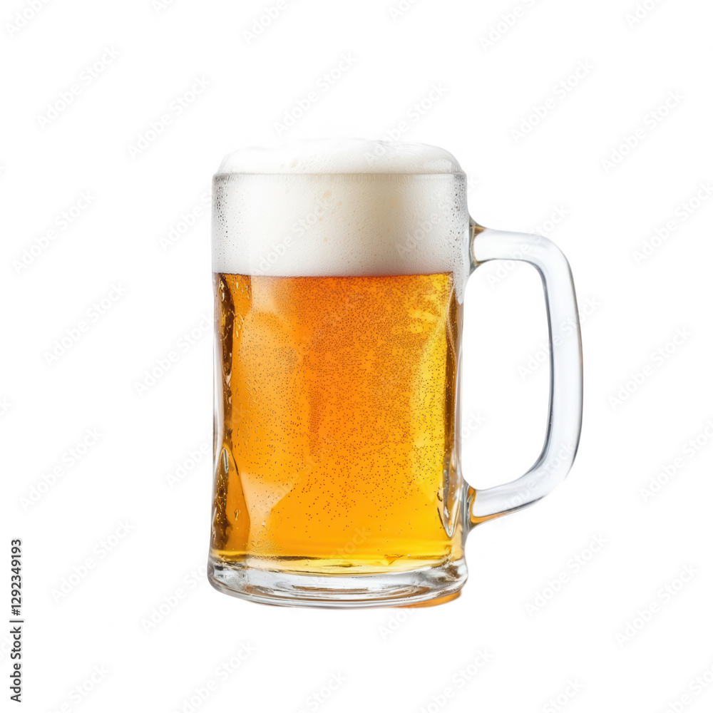 Refreshing beer served in a clear glass mug with a frothy head against a transparent background ideal for various beverage-related projects and designs Refreshing beer served in a clear glass mug with a frothy head against a transparent background ideal for various beverage-related projects and designs