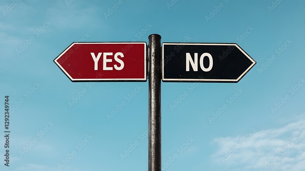 Two Directional Road Signs Showing Opposite Responses With Yes And No Two Directional Road Signs Showing Opposite Responses With Yes And No