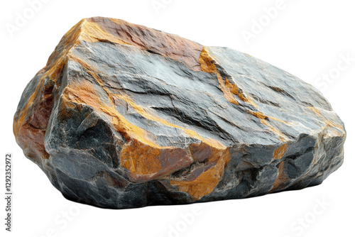 Natural stone rock with unique texture and colors, ideal for landscaping, garden decor, and artistic projects available on a transparent background for easy inclusion in designs photo